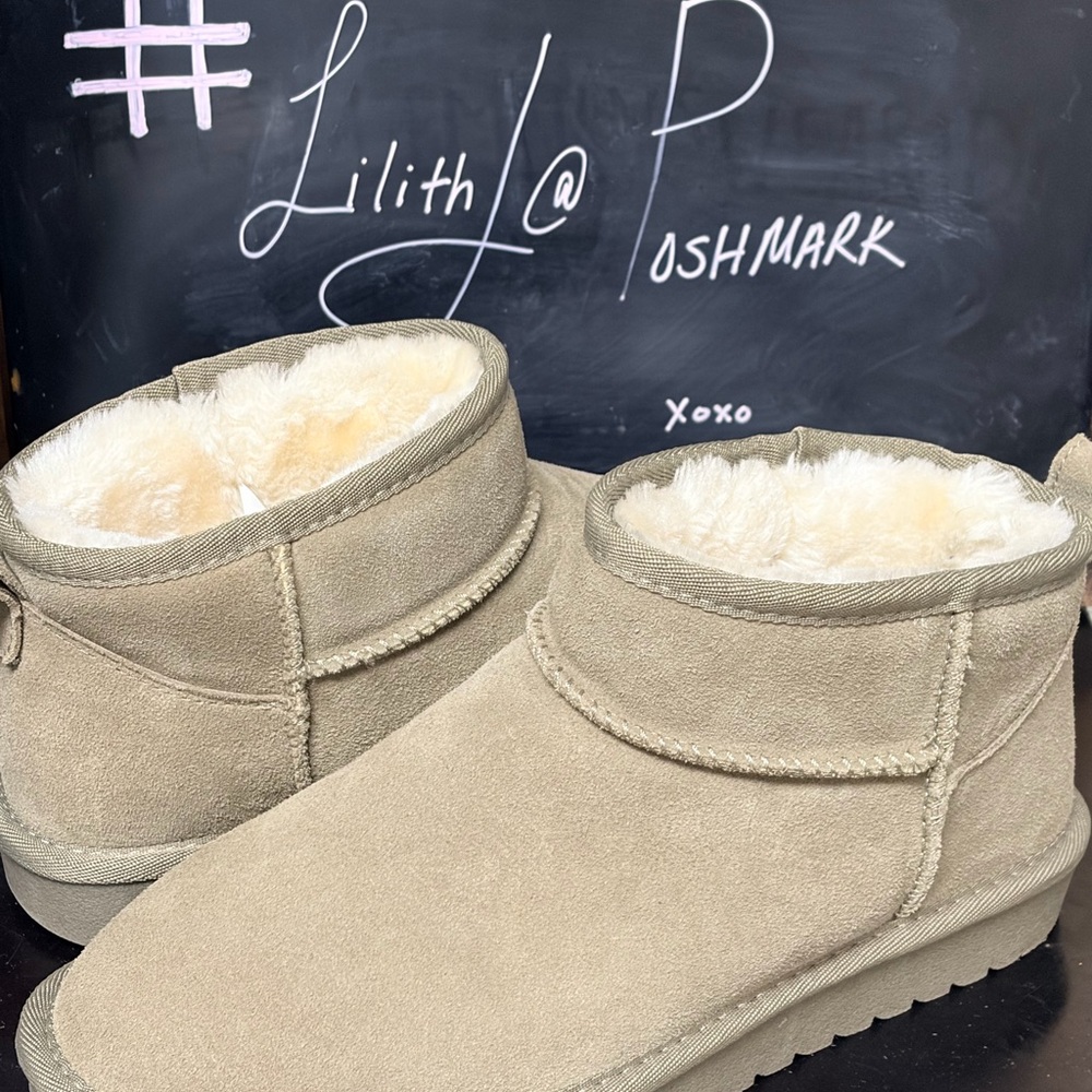 Suede LT. Ankle Boot Fur Lined in PHOTO LOOK THEY LOOK TAN BUT ARE LIGHT GREY